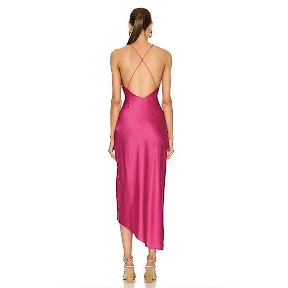 NWT SER.O.YA Emma Silk Dress Fuchsia Pink Size Medium - Picture 3 of 12